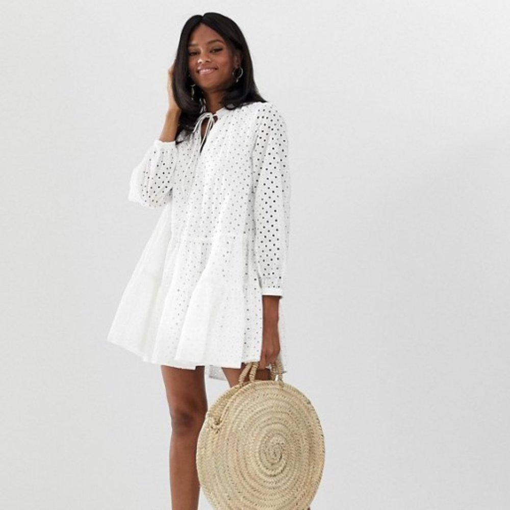 BNWT NEW ASOS tiered trapeze mini dress size 4